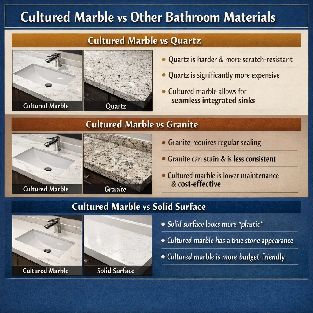 Cultured Marble vs Other Bathroom Materials